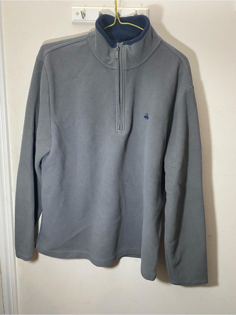 Brooks Brothers Light Gray Quarter-Zip Fleece Pullover with Navy Trim